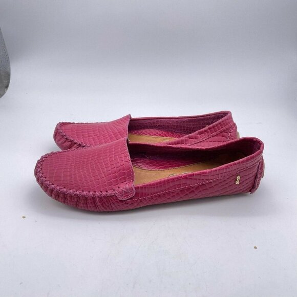 Santa Lolla Women's Moccasins Slip on Flats Crocodile Leather Finish Pink SZ 9 B - Picture 1 of 8